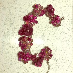Betsy Johnson rose crystal necklace